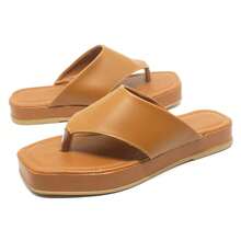 Women's Sandals Clogs Flip Flops Platform Comfortable Flat Neutral Outdoor Home - Camel - View 1