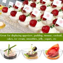 20 piezas/50 piezas Minucias de postres sin cucharas, minucuper de gelatina transparente, tazas cuadradas de yogur, tazas reutilizables para tartas de fruta, helados, pudines, adecuado para cumpleaños, fiestas y eventos