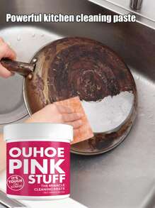 100g/500g/300g Pink Magic Cleaning Paste, Powerful Cleaning For Stainless Steel Pot Bottoms, Stove Cleaning Agent, Stainless Steel Cleaning Powder For Gas Stove, Exhaust Fan, Rust Remover, Multi-Purpose Kitchen Cleaning Powder To Quickly Remove Stubborn Stains And Grease On Kitchen, Bathroom, Floor, Helps Save Energy. The 100g Size Is Relatively Small, The 500g Size Is Recommended.