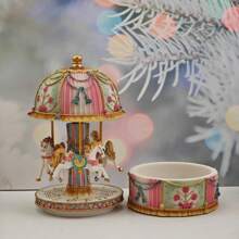 Rotating Carousel Music Box Resin Storage Box Home Decor Birthday Holiday Anniversary Gift