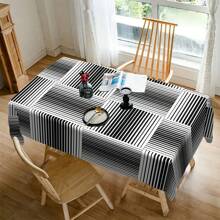 1/20pcs Classic Black Background Embellished Blue And Yellow Line Pattern Tablecloth, Vivid Image, Perfect For Indoor/Outdoor Decorations, Parties, Lunches And Dinners, Stylish Theme | Durable Tablecloths
