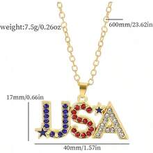 4th Of July Necklace Patriotic Rhinestone Red Blue White American Flag Enamel Stars Heart USA Flags Sparkly Crystal CZ Pendant Necklace For Men Women Independence Memorial Day Fourth Of July Jewelry Gifts2025 - 美國地圖項鍊 - 查看 9
