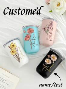 Personalized Birth Flower Tumbler, Personalized Birth Flower Coffee Cup With Name, Bridesmaid Proposal, Party Favor, Birthday, Gifts For Her