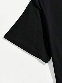 Camiseta casual de manga corta para hombre, talla grande, con estampado de texto en inglés, estilo emo. - Negro - Ver 4