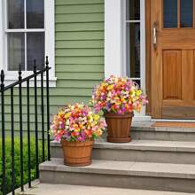 5 Packungen UV-beständige künstliche Gänseblümchenblumen - mehrfarbige Kunststoff-Kunstpflanzen für Garten, Veranda, Fensterbank und Wohndekoration, ideal für Hochzeiten, Verlobungen und ganzjährige Verwendung, im Innen- und Außenbereich, ohne Behälter, geeignet für Ostern, St. Patricks Tag, Ramadan, Muttertag, Memorial Day