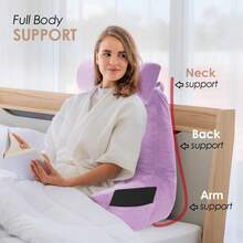 Nestl Reading Pillow With Shredded Memory Foam Includes 2 Neck And Lumber Support Pillows, Designed For Sitting Up In Bed And Couch, Back And Arms Adjustable Support For Adult &Amp; Teens, Lavender - 24 - 薰衣草 - 查看 7