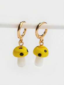 1 par de aretes novedad en forma de champiñones, joyería delicada para damas de honor