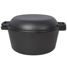 One In One Pre Seasoned Cast Iron Dutch Oven With Dual Handles, Outdoor Camping Deep Pot, With 2 Silicone Handle Covers - Black - View 9