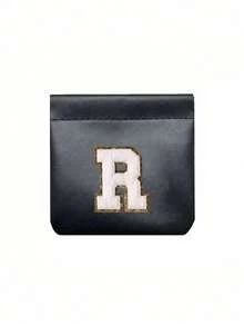 Sac de rangement en PU blanc brodé avec initiales et bande élastique, sac de rangement automatique, sac cosmétique, porte-clés, rangement pour rouge à lèvres, rangement pour câble de données, sac de voyage pour ranger les articles, cadeau pour la famille et les amis, petit sac de rangement, sac cadeau pour réunion annuelle, sacs essentiels de voyage, vacances d'été, rentrée scolaire, sac pour l'école, sac de voyage pour femmes, sac de maquillage de voyage - Noir - Voir 16