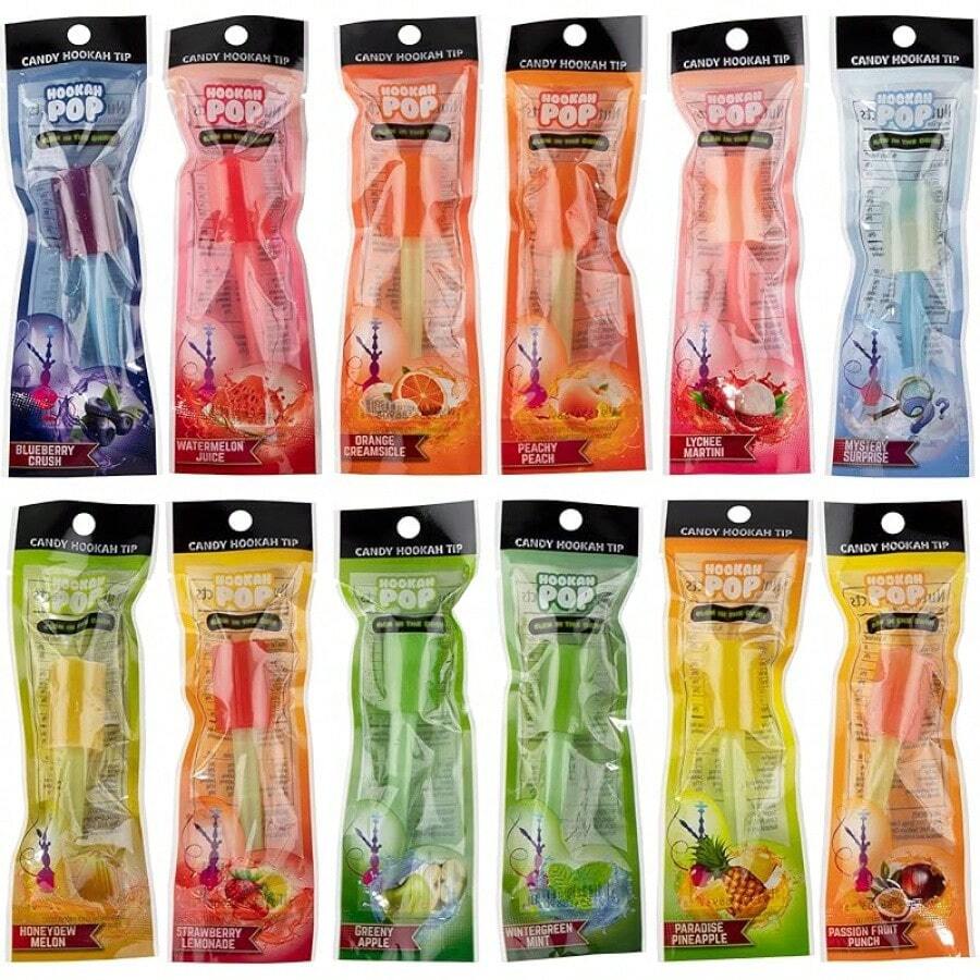 Tips, (Candy Tips), Glow In Dark Jolly Tips, Individually Wrapped Lollipop Accessories, Delicious Flavors (12) - 什錦-24 - 查看 1