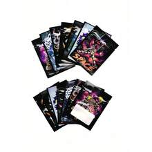 100 个混合图案聚酯薄膜袋，防臭自封拉链锁储物袋，铝箔 3D 激光全息彩虹迷你袋，可重复密封塑料袋，用于礼品包装、返校、学校用品 - 100pcs - 查看 11