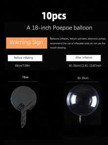 50pcs/Pack (5 Sizes) Transparent Bubble Balls, 10pcs Each 12/16/18/20/24 Inch Bubble Balloon, 5pcs Hollow Fillable Transparent Balloon, 3pcs Large Single/Double Entrance Round Transparent Large Modern Plastic Balloon, Suitable For Party, Wedding, Birthday, Festival Decorations, Back To School Decor, Valentine's Day Party, Proposal Venue Decoration