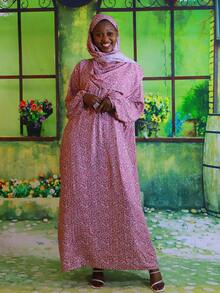 女士碎花围巾长袍，阿拉伯长袍，宽松长袍，四季新款时尚设计 - 彩色 - 查看 1