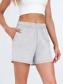 Women's High Waist Sweat Shorts With Drawstring & Pockets, Comfy Running Yoga Shorts Summer CasualA Valentine's Day NB8E - Rosered - 查看 4