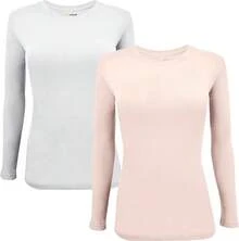 Women's Under Scrub Tee Crew Neck Long Sleeve-Shirt - Z-2pk-白/裸色 - 查看 1