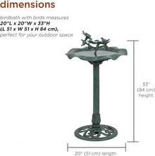 Alpine Corporation Bebedero de Pájaros con Flor de Loto para Exteriores de 33 de Alto, Verde - Estatua de patio para pájaros - Ver 4