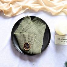 12pcs/Set Fabric Napkins With Fringe, 32*32cm/12.6*12.6inch, Plain Color Dinner Placemats For New Year, Birthday, Wedding Party, Hotel, Cafe Decoration - Olive Green - View 2