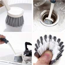 4-Piece Multi-Size Nylon Cleaning Brush Set, Modern Assorted Colors Ergonomic Handle Non-Scratch For Kitchen Bathroom Shoe Cleaning Including Dish Brush Cup Brush Scrub Brush - Ideal For Home Cleaning Spring Cleaning [ Kitchen Cleaning Brush, Dish Brush]