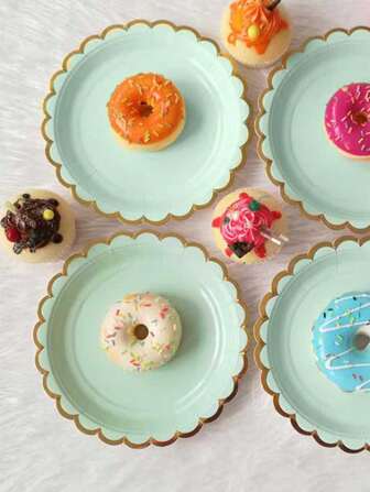 10pcs Set Gold Foil Paper Plates, Dessert Plates For Birthday Party, National Celebration, Gathering, Middle East Style