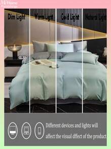 3pcs Light Blue & Light Grey Bedding Set For Student Dormitory, Soft Blend Duvet Cover & 2 Pillow Cases, Machine Washable (No Filler)