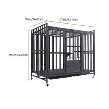 Heavy Duty Dog Crate, Free Standing Large Dog Cage, Dog Cage With Wheels, For Homes, Apartments,Pet Hospitals, Pet Stores - 黑色 - 查看 2