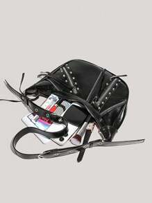 Y2K Retro Punk Style Rivet Decorated Handbag, damska torba na ramię Crossbody, modna torba motocyklowa, odpowiednia do dopasowania do stylu ulicznego, imprez tematycznych, klubów nocnych, wydarzeń kulturalnych i społecznych