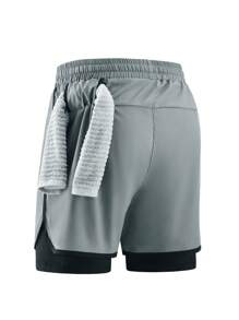 Short de sport unicolore pour le printemps et l'été, anti-frottement, short de sport à double couche pour hommes et femmes, course, gym extérieure, pantalon casual