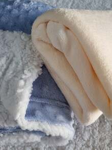 Kit 2 Items For Baby Girl Boy Blanket + Plain Microfiber Blanket Maternity Exit Blanket - Hai mặt màu xanh + màu be trơn - Xem 3