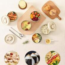 304 Stainless Steel Portable Thermal Lunch Box With Large Capacity Bag Multilayer Bento Box  Food C - Cà phê nâu - Xem 3