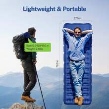 OGERY Sleeping Pad For Camping, 6" Extra-Thick Reinforced Camping Sleeping Pad With Pillows &Amp; Built-In Foot Pump, Ultralight Self Inflating Air Mattress Mat For Tent Hiking Essentials Gear - Blue - View 3