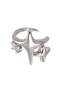 1 pièce Boucle d'oreille clip en zirconium en forme d'étoile à quatre branches, boucle d'oreille de niche unique et charismatique pour les oreilles non percées, minuscule étoile en strass brassard pour l'oreille