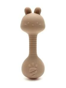 婴儿硅胶牙胶玩具宝宝出牙的第一只摇铃玩具可爱造型易于抓握适合3-6个月婴儿