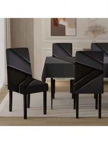 1/4/5/6/7pcs Fashionable Simple European And American Style Printed Chair Covers / Chair Cover Set, Suitable For Indoor Home Restaurant, Hotel Modern Daily Decoration. Tablecloth Suitable For Square Tables, Elastic Chair Covers Can Be Washed