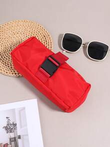 1 件单色时尚铅笔袋，创意收缩扣设计 - 大容量便携式学校文具收纳袋，开学季时尚文具用品，送给老师奖励学生的礼物，铅笔盒，铅笔袋，书包学校用品，开学季