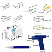 Set professionale per piercing alle orecchie con pistola e 14 pezzi di orecchini in acciaio inossidabile, 2 pistole monouso per piercing al naso, 4 anelli per il naso riutilizzabili - Kit per piercing per uso in salone e a casa