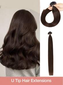 50 extensiones de cabello humano liso con punta en U, color natural, de 30 a 55 cm, invisibles, con base de seda y sin costuras, para mujeres.
