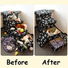 Local Delivery-Yofit Dog Stairs With Storage, Foldable Pet Steps For High Beds, 3-Step Pet Stairs Ramp Puppy Toy Storage Box For Dogs Cats Small Pets (Gray) - 4 Step-Black - View 5