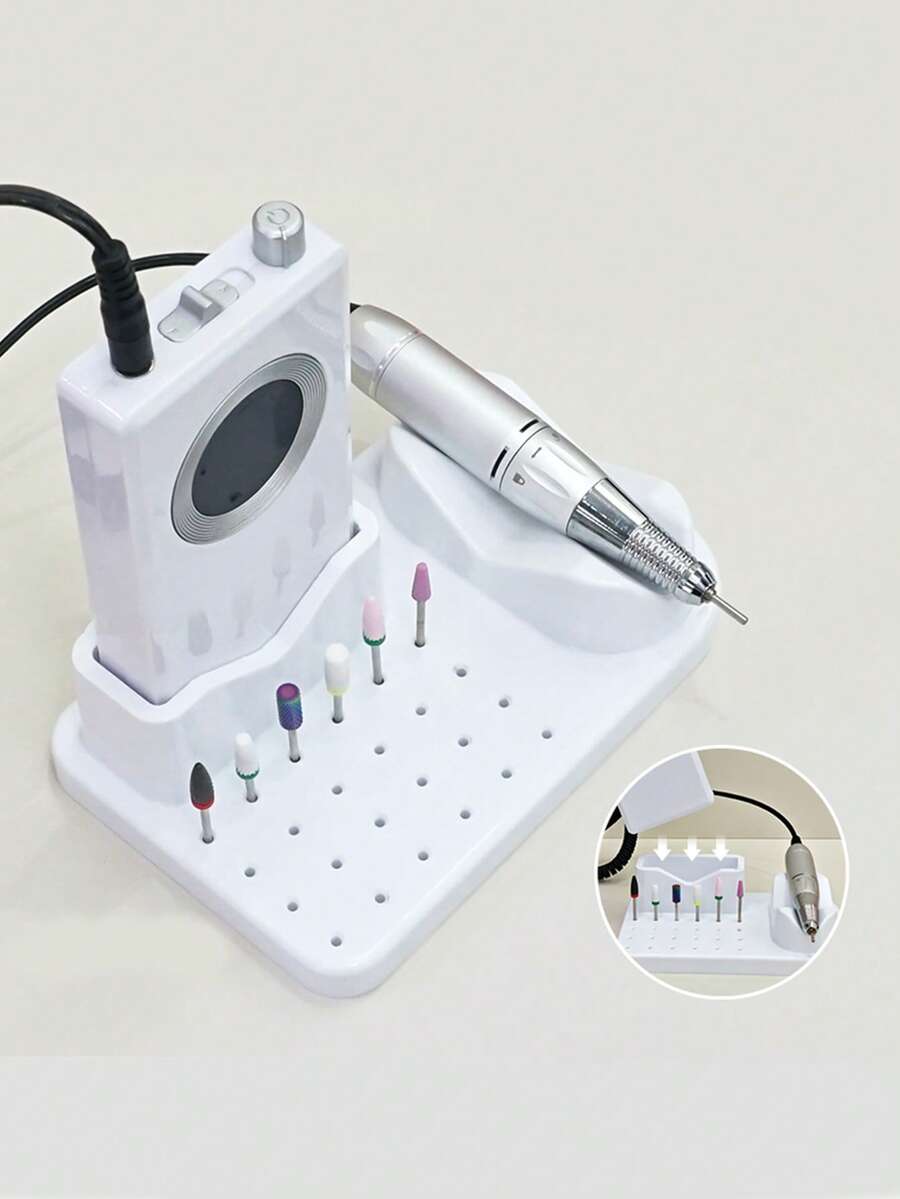 1 件抛光机展示架、抛光头和钻头收纳盒、美甲工具收纳