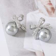 1 Pair Floral Pearl & CZ Earrings For Women – Elegant Non-Piercing Clip-On Earrings, Bridal Wedding Jewelry, Sparkling Anniversary Gift For Her