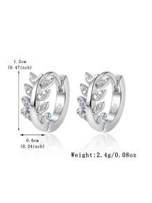 1 Paar 925 Sterling Silber hypoallergene blattförmige Ohrringe - besetzt mit funkelnden kubischen Zirkonias, elegant und glamourös. Perfekt für den täglichen Gebrauch von Teenagern oder Veranstaltungen, ideal als Geburtstags-/Feiertagsgeschenk für Mädchen oder Freunde!