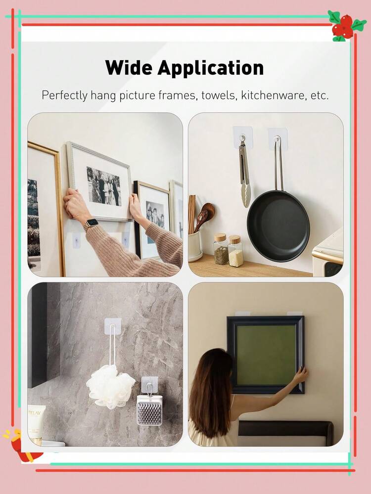 20 件免钻壁挂挂钩、粘性墙挂钩、免钻粘性挂钩、粘性墙挂钩、快速粘贴式壁挂钉、粘性挂钩、相框壁挂、无损墙挂钩、粘性壁挂架、小型粘性挂钩、粘性挂钩 - 彩色 - 查看 2