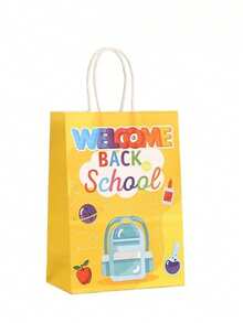 12 Back-To-School Gift Bags, 8.26 X 5.9 X 3.2 Inches,6 Styles, A Total Of 12 Pieces With Handles, First-Day Back-To-School Gift Bags, Bulk Paper Treatment Tote Bags, Suitable For Back-To-School Party Supplies, Gift Packaging Bags - Multicolor - View 6