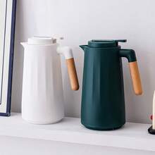 1 Stück 1000 ML/33,8 Unzen Thermoskannen-Wasserflasche, Isolierte Warmwasserkanne, große Kapazität Warm-Pot, Glasauskleidung Wasserflasche, Holzmaserung Kaffeekanne