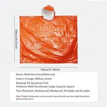 1 pezzo Poncho impermeabile in stile giacca con cappuccio in alluminio termico portatile da esterno, resistente all'acqua, rifrangente, multifunzionale per ciclismo e trekking