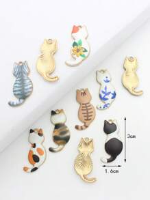 8/10 peças de pingentes fofos de desenho animado com silhueta de gato, acessórios de joias faça você mesmo da moda adequados para uso diário