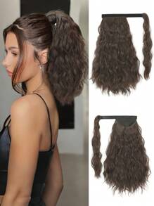 Extension de queue de cheval, rallonge de cheveux synthétique bouclée à effet vague d'eau, conception de poche en maille invisible, perruques convenant à l'usage quotidien des femmes
