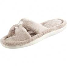 Entrega local--Zapatilla de mujer Signature X-Slide, con ribete de satén y espuma de memoria - Gris pardo - Ver 1