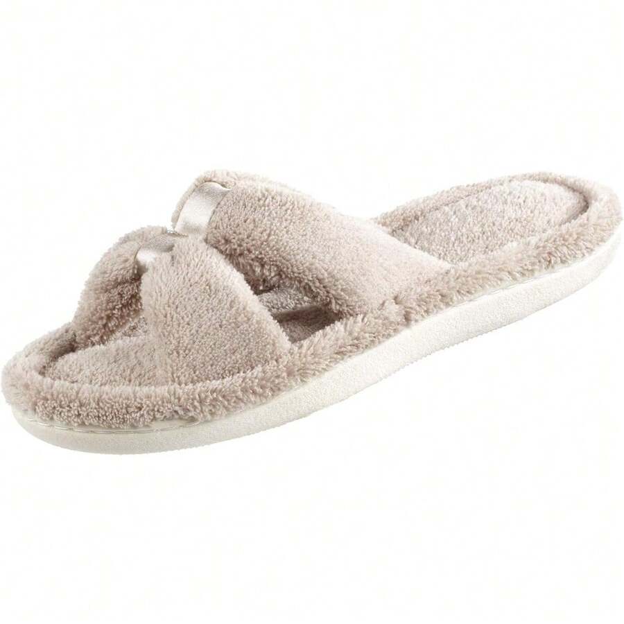 Entrega local--Zapatilla de mujer Signature X-Slide, con ribete de satén y espuma de memoria - Gris pardo - Ver 1