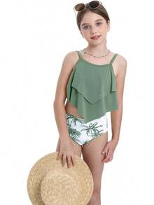 Girls Tankini Swimsuits Two Piece Bathing Suit Ruffle Swimwear Set For Girls 7-16 Years