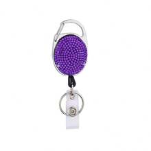 1pc Colorful Rhinestone Inlaid ABS Plastic Retractable Badge Reel, ID Card Holder With Belt Clip And 360 Degree Swivel Back To School
